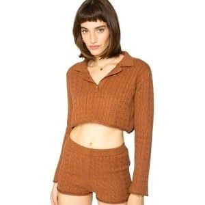 Callahan X REVOLVE Winona Cable Knit Shorts in Root Beer Brown, size Medium